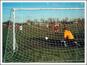 Abbott is left with no alternative from the penalty spot.