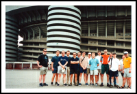 The England teams arrive at the stadium in Milan.